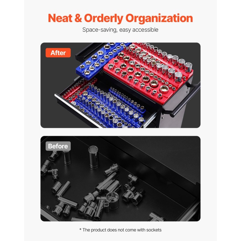 Magneettinen hylsyjärjestelijä 8 osaa muovi kumimagneetti metrinen ja tuumakoko 199 hylsylle