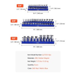 Magneettinen hylsyjärjestelijä 8 osaa muovi kumimagneetti metrinen ja tuumakoko 199 hylsylle