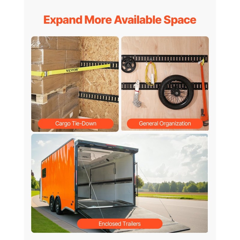 E-kisko kuormansidontasetti teräs 4 kiskoa 1,52 m 2 räikkähihnaa 18 osaa