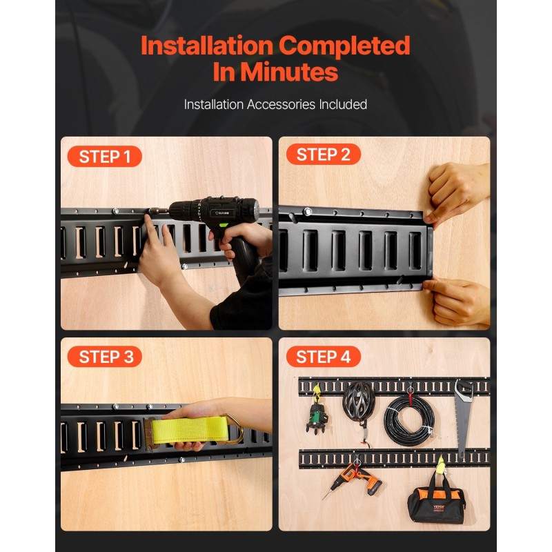 E-track sidontakiskosarja 30 osaa teräs 4 kpl 1,52 m kiskoja musta