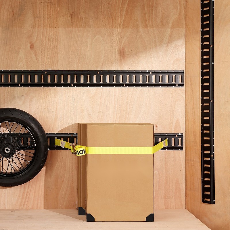 E-track sidontakiskosarja 30 osaa teräs 4 kpl 1,52 m kiskoja musta