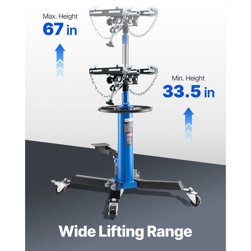Hydraulinen teräs teleskooppinen vaihteistonostin 0,5 tonnia 85–170 cm säädettävä satula jalkapoljin