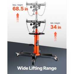 Hydraulinen teleskooppinen vaihteistonostin 600 kg 81–170 cm jalkapoljin 360 asteen pyörät