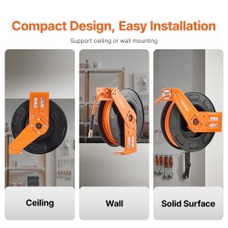 Ilmaletkukela teräskela 3/8 tuumaa 19,8 m hybridipolymeeri 300 PSI automaattinen