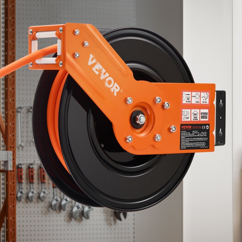 Vedettävä paineilmaletkukela teräsrunko 3/8 tuumaa 15 m 300 PSI automaattinen takaisinkelautuminen räikkälukitus