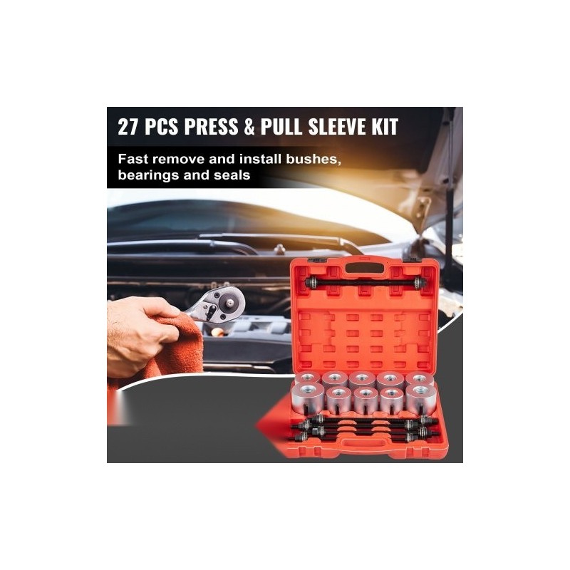 Holkkisarja 27-osainen 45 terästä holkkien ja laakereiden asennukseen autoihin