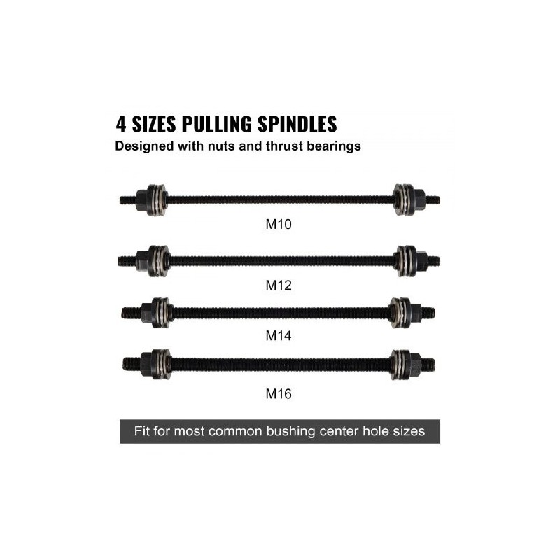 26-osainen holkki- ja vetopulttisarja 45-terästä puslien, laakereiden ja tiivisteiden asennukseen autoihin