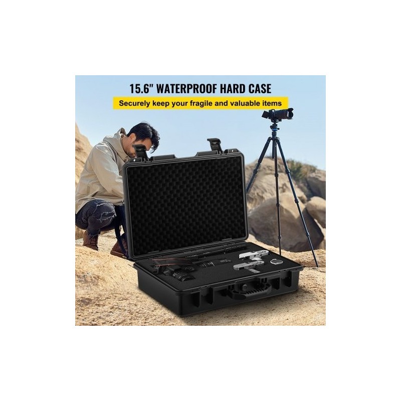 Vesitiivis polypropeeninen iskunkestävä suojakotelo 15,6 tuuman kannettavalle muokattavalla pehmusteella