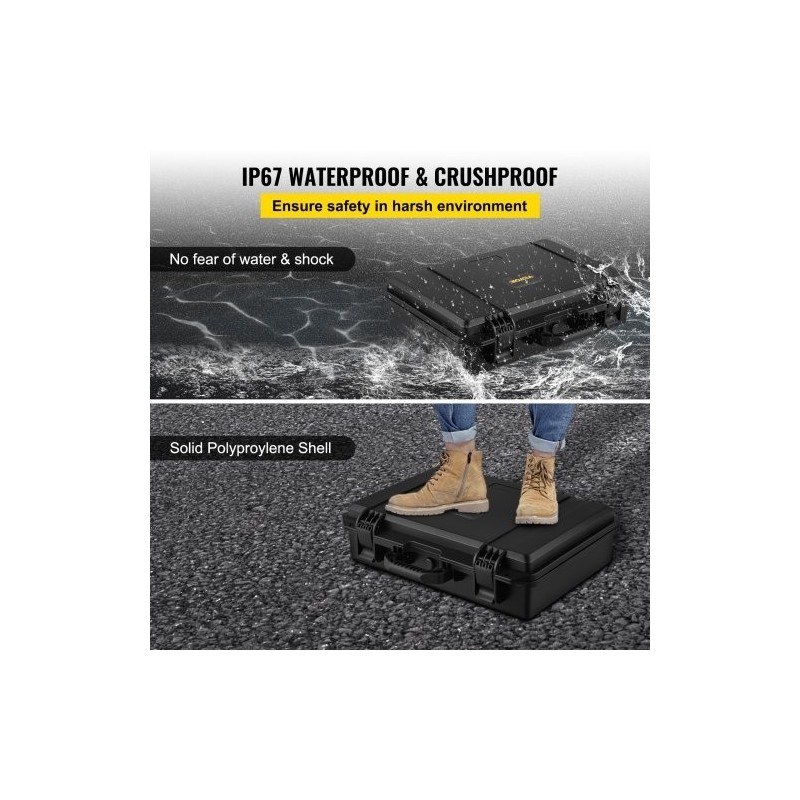 Vesitiivis polypropeeninen iskunkestävä suojakotelo 15,6 tuuman kannettavalle muokattavalla pehmusteella