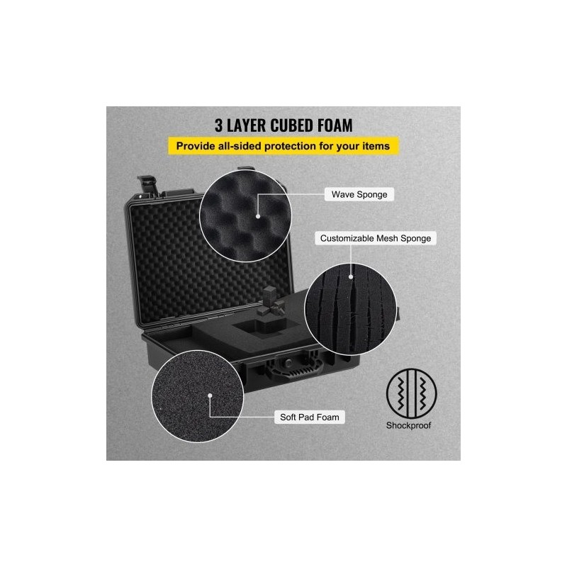 Vesitiivis polypropeeninen iskunkestävä suojakotelo 15,6 tuuman kannettavalle muokattavalla pehmusteella