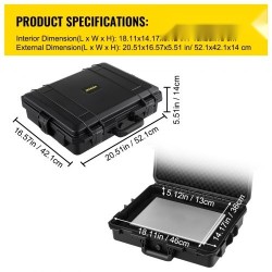 Vedenpitävä kovakotelo polypropeenikuorella muokattavalla vaahtosisuksella 46×36×13 cm 15–17 tuuman kannettaville