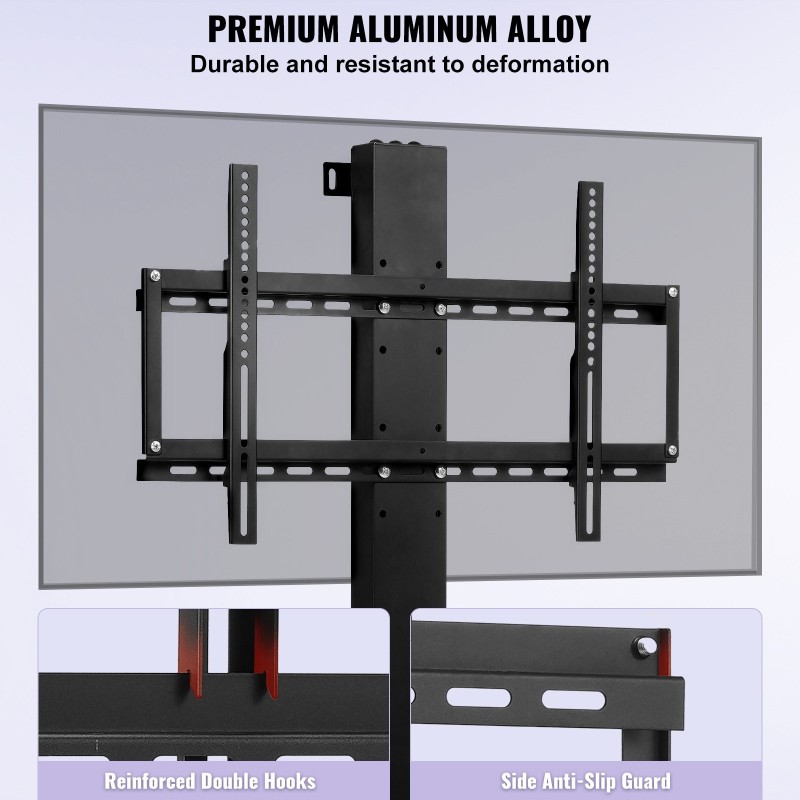 Moottoroitu alumiiniseos TV-nostin säädettävä 107–187 cm korkeudelle enintään 60 tuuman televisioille