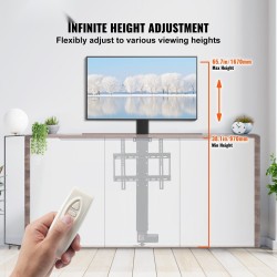 Moottoroitu TV-nostoteline jauhemaalattu alumiinirunko säädettävä 96,5–165 cm sopii 127 cm televisioille