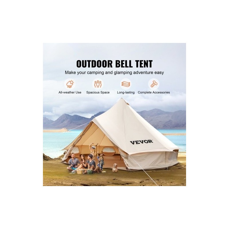 300gsm puuvillacanvas kupoliteltta 4 m 5–8 hengelle 540gsm PVC-lattia