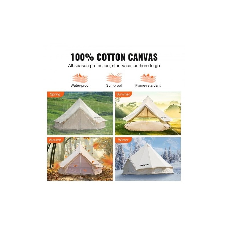 300gsm puuvillacanvas kupoliteltta 4 m 5–8 hengelle 540gsm PVC-lattia