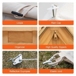 300gsm puuvillacanvas kupoliteltta 4 m 5–8 hengelle 540gsm PVC-lattia