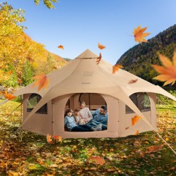 Kelloteltta 5 m hengittävästä TC-puuvillakankaasta 8 hengelle kamiinaventtiilillä