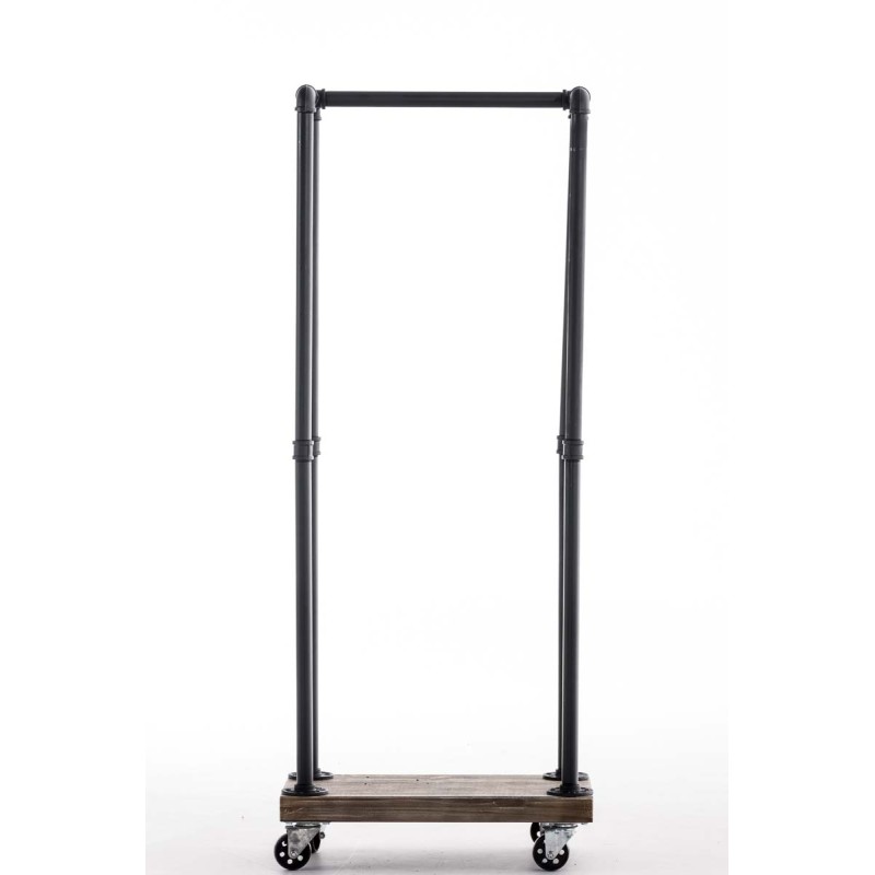 Tyylikäs ja käytännöllinen takkapuuteline pyörillä teolliseen tyyliin