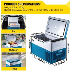 Autokylmälaukku 22L kompressorijäähdytteinen pakastava kannettava 12/24V 110–240V