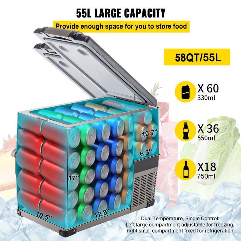 Kannettava kompressorijääkaappi 55 litraa autoon ja kotiin