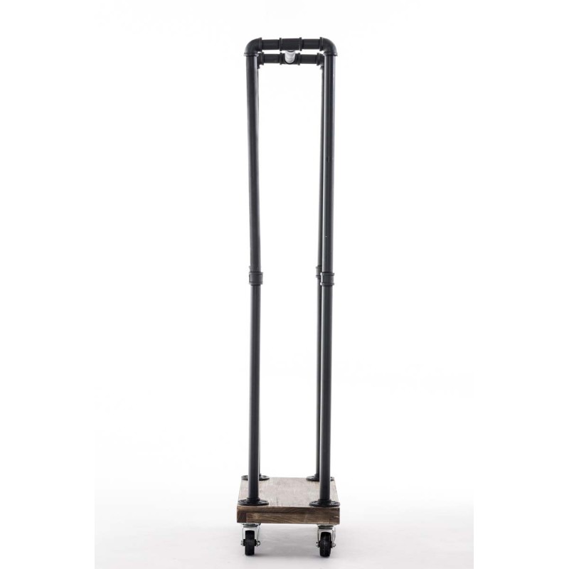 Tyylikäs ja käytännöllinen takkapuuteline pyörillä teolliseen tyyliin