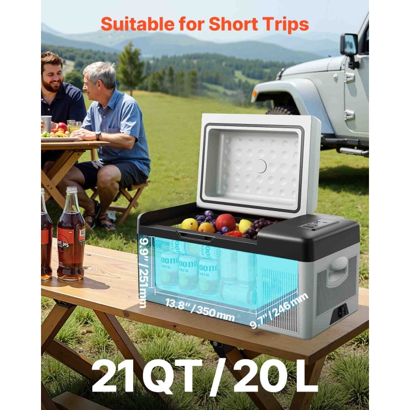 Kompressorijääkaappi 20 l kannettava 12/24 V ja 110–240 V autoon ja kotiin