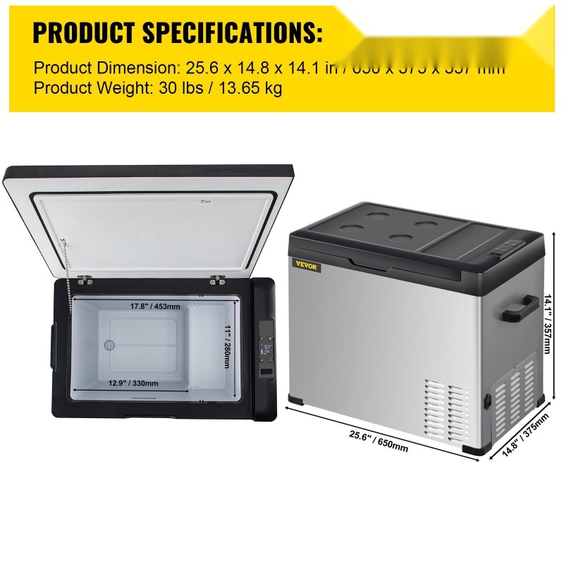 Kannettava kompressorijääkaappi-pakastin 30 l yksivyöhyke 12/24V 110–240V