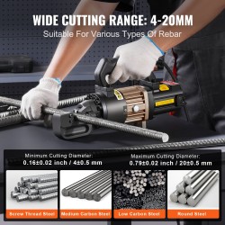 Sähköhydraulinen raudoitusleikkuri 4–20 millimetriä 1000 wattia valurauta ja alumiinirunko ammattikäyttöön