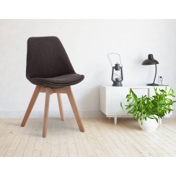 Borneo kangasverhoiltu ruokapöydän tuoli pyökkipuisella rungolla