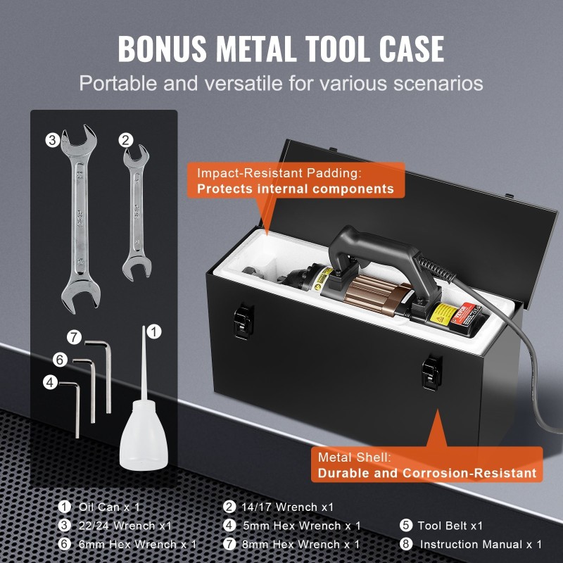 Sähköhydraulinen raudoitusleikkuri valurautakehys alumiinirunko 1500 W 4–22 mm