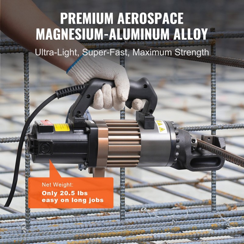 Sähköhydraulinen raudoitusleikkuri valurautakehys alumiinirunko 1500 W 4–22 mm