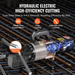 Sähkökäyttöinen hydraulinen raudoitusleikkuri 2000W 5–28 mm kaksipuolisilla terillä