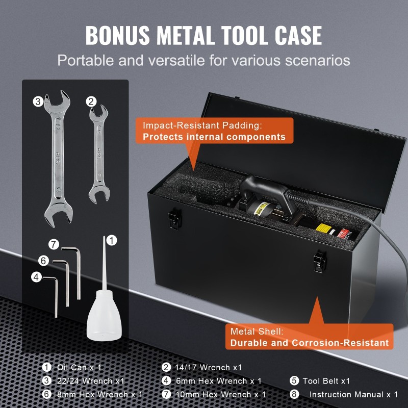 Sähkökäyttöinen hydraulinen raudoitusleikkuri 2000W 5–28 mm kaksipuolisilla terillä