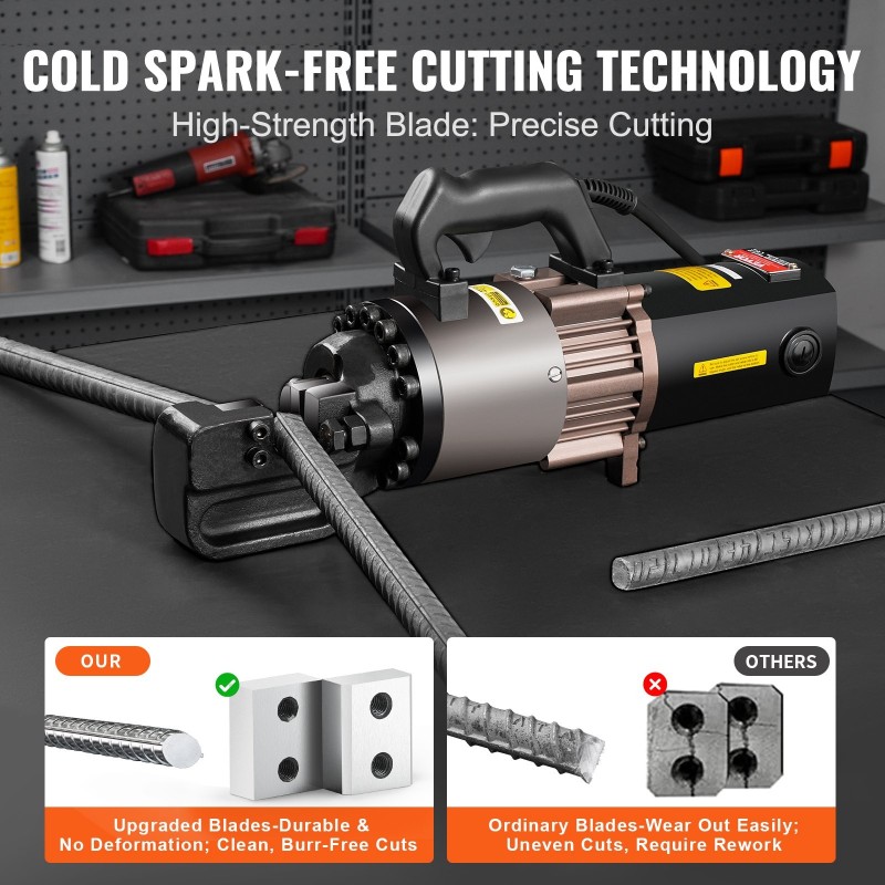 Sähkökäyttöinen hydraulinen raudoitusleikkuri 2000W 5–28 mm kaksipuolisilla terillä