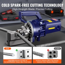 Sähköhydraulinen raudoitusleikkuri valurautarunko 1700W 5–25 mm mukana työkalulaukku ja öljyastia