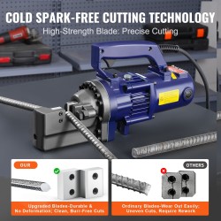 Sähköhydraulinen harjateräksen leikkuri 1350W 4–22 mm työkalulaukulla ja öljyastiolla