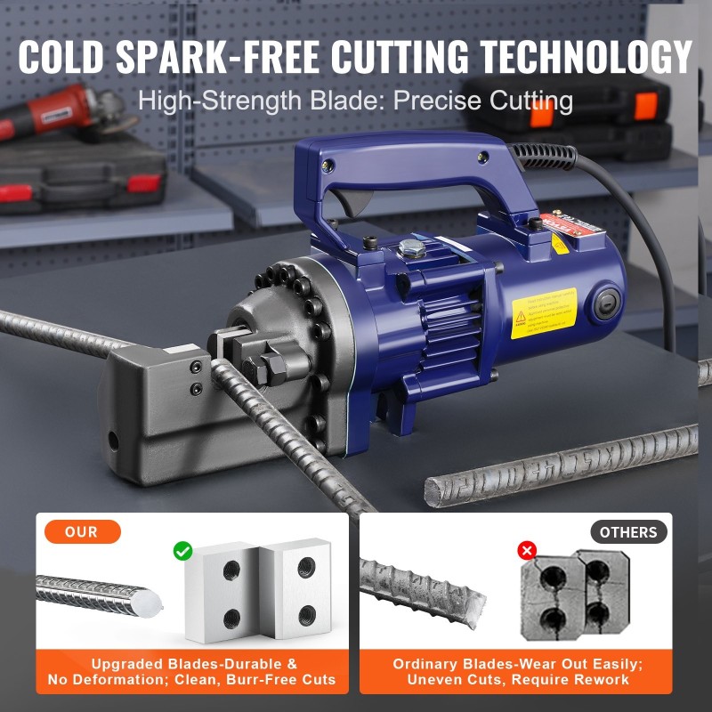 Sähköhydraulinen harjateräksen leikkuri 1350W 4–22 mm työkalulaukulla ja öljyastiolla