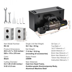 Sähkökäyttöinen hydraulinen harjateräsleikkuri 2300W 5–32 mm valurautarunko