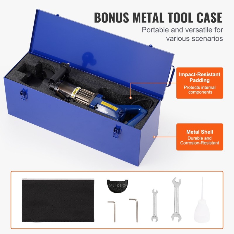 Sähköhydraulinen raudoitustaivutin 12–22 mm 1500W valurautainen taivutuspää mukana työkalulaukku