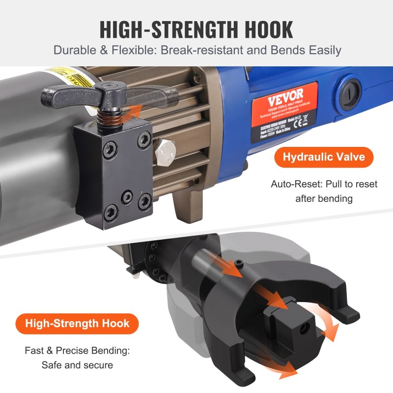 Sähköhydraulinen raudoitustaivutin 12–22 mm 1500W valurautainen taivutuspää mukana työkalulaukku