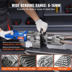 Sähkökäyttöinen hydraulinen harjaterästaivutin 1000 W 6–16 mm 0–90 astetta 15 kg