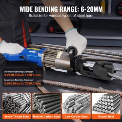 Sähköhydraulinen harjaterästaivutin 6–20 mm 1500 W säädettävä 0–90° työkalulaukulla