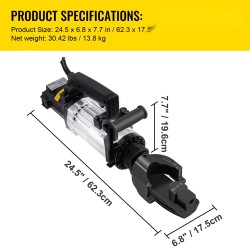 Sähköhydraulinen harjaterästaivutin 1500W 10–25 mm kompaktilla työkalulaukulla