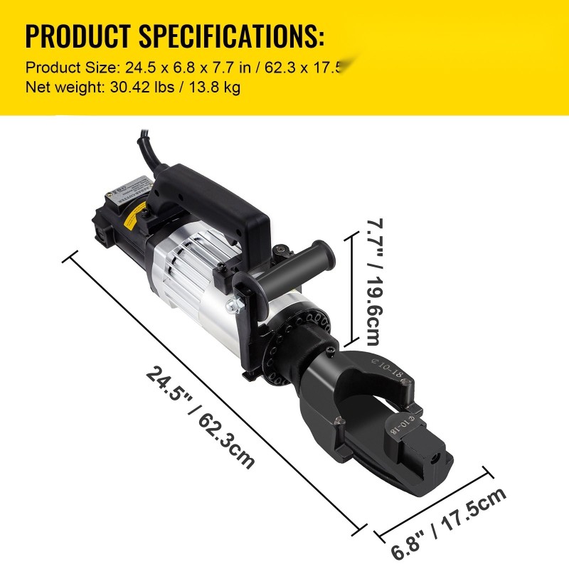 Sähköhydraulinen harjaterästaivutin 1500W 10–25 mm kompaktilla työkalulaukulla