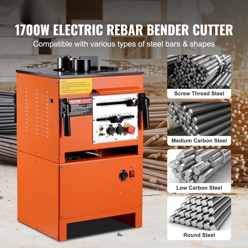 Sähköinen hydraulinen raudoituksen taivutuskone 1700W 4–25 mm taivutus ja katkaisu jalkapoljin
