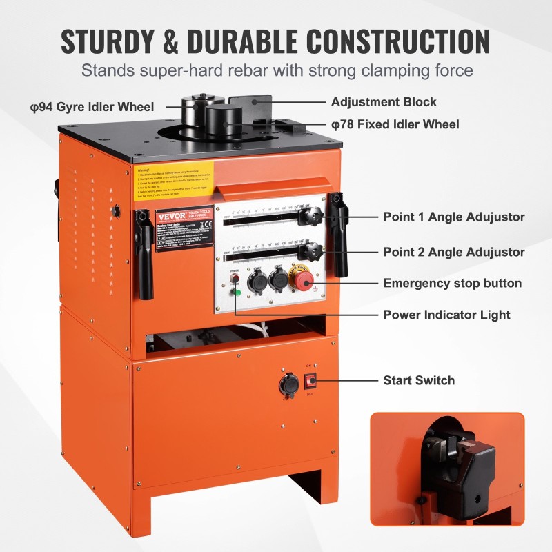 Sähköinen hydraulinen raudoituksen taivutuskone 1700W 4–25 mm taivutus ja katkaisu jalkapoljin