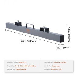 Ripustettava magneettinen harja 1830 mm 47,6 kg magneettivoima trukin haarukoihin