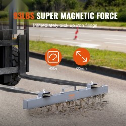Ripustettava magneettinen lakaisin teräsrunkainen 1520 mm 42,2 kg vetovoima trukkien haarukoihin