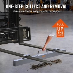 Ripustettava magneettinen lakaisin teräsrunkainen 1520 mm 42,2 kg vetovoima trukkien haarukoihin