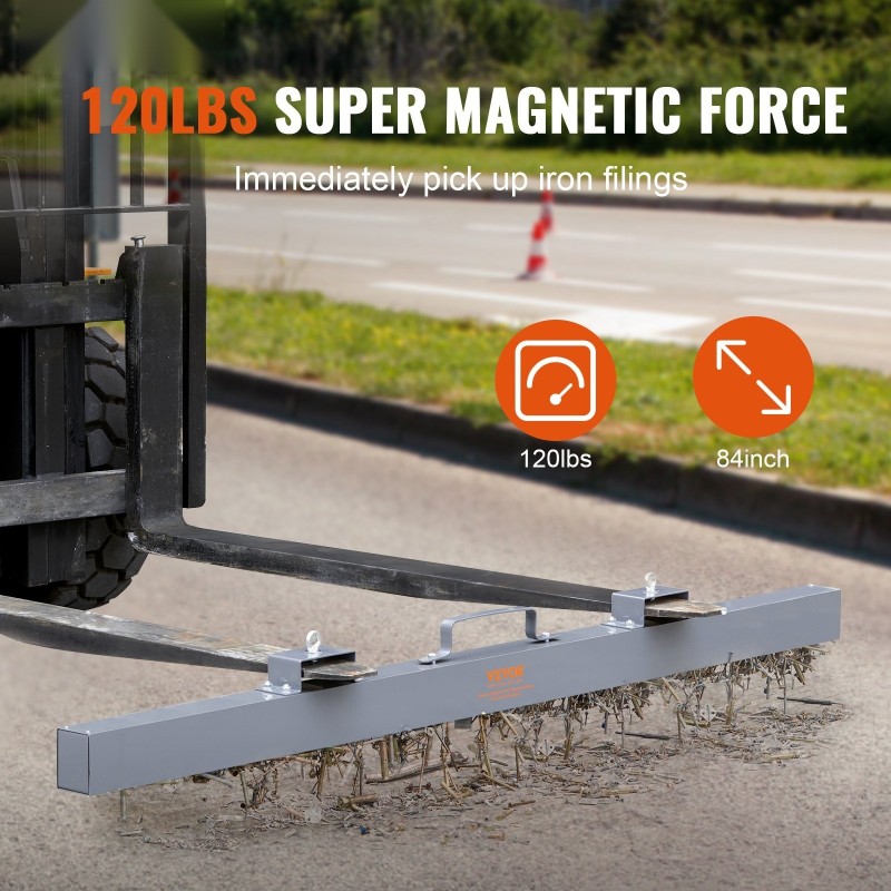 Ripustettava magneettinen puhdistaja 2130 mm leveä 54,4 kg magneettivoimalla trukkikiinnityksellä